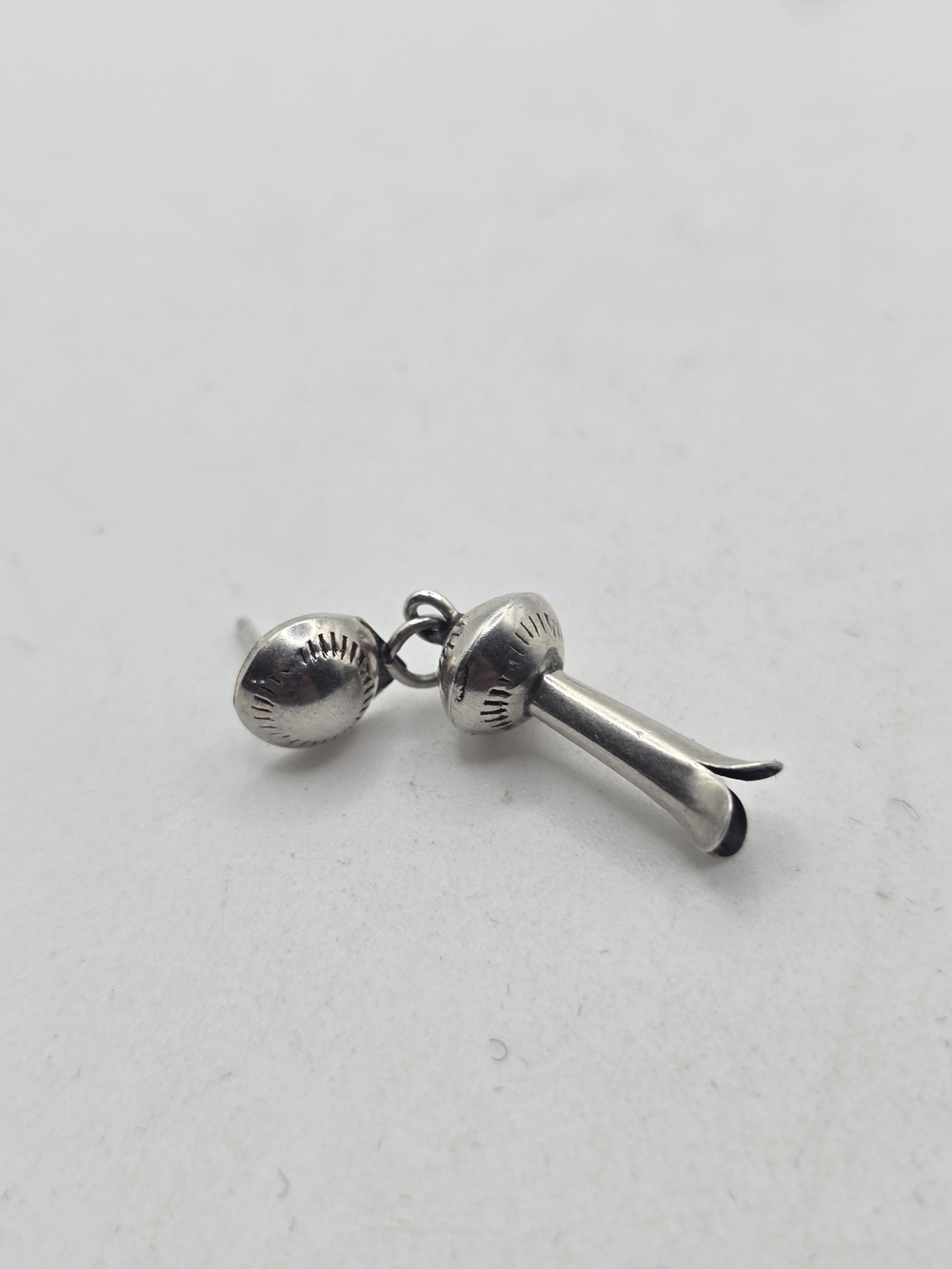 Vintage Navajo Sterling Silver Dangle Squash Blossom Earrings - Picture 3 of 5